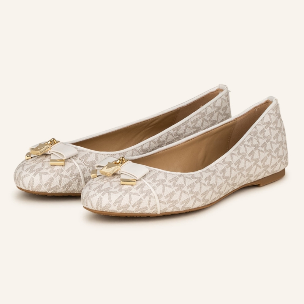 New Michael Michael Kors Honey Signature Logo Ballet Flat